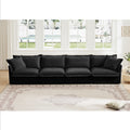 Slipcovered Long Sofa, 4 Seater Sofa with Removable Cover, Extra Deep Couch for Living Room, ,Chenille Fabric Cloud Like Comfy Sofa Couch, Black Chenille Fabric