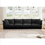 Slipcovered Long Sofa, 4 Seater Sofa with Removable Cover, Extra Deep Couch for Living Room, ,Chenille Fabric Cloud Like Comfy Sofa Couch, Black Chenille Fabric