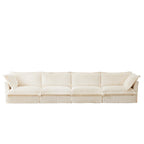 Slipcovered Long Sofa, 4 Seater Sofa with Removable Cover, Extra Deep Couch for Living Room, Corduroy Fabric Cloud Like Comfy Sofa Couch, Cream Corduroy Fabric