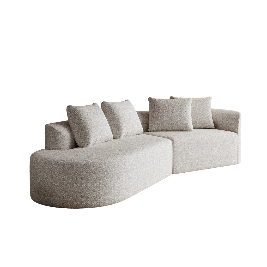 Modern Upholstered Oversized Sectional Sofa, 112-Inch Chenille 4-Seater Extra Deep & Wide Seat Curved Cloud Couch with 4 Throw Pillows, Free Combination Sofa Couch for Living Room,Bedroom