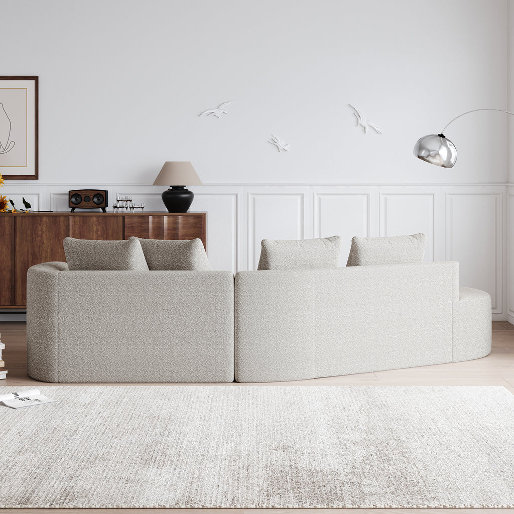 Modern Upholstered Oversized Sectional Sofa, 112-Inch Chenille 4-Seater Extra Deep & Wide Seat Curved Cloud Couch with 4 Throw Pillows, Free Combination Sofa Couch for Living Room,Bedroom