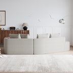 Modern Upholstered Oversized Sectional Sofa, 112-Inch Chenille 4-Seater Extra Deep & Wide Seat Curved Cloud Couch with 4 Throw Pillows, Free Combination Sofa Couch for Living Room,Bedroom