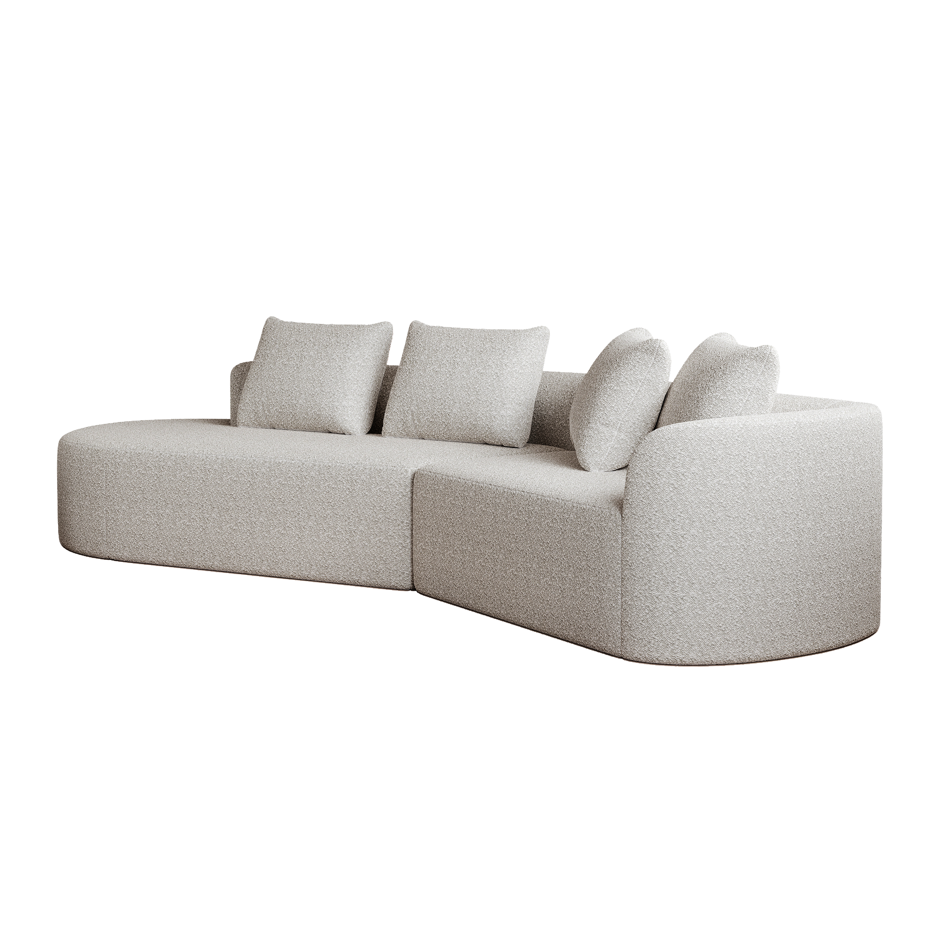 Modern Upholstered Oversized Sectional Sofa, 112-Inch Chenille 4-Seater Extra Deep & Wide Seat Curved Cloud Couch with 4 Throw Pillows, Free Combination Sofa Couch for Living Room,Bedroom