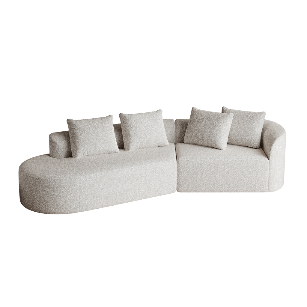 Modern Upholstered Oversized Sectional Sofa, 112-Inch Chenille 4-Seater Extra Deep & Wide Seat Curved Cloud Couch with 4 Throw Pillows, Free Combination Sofa Couch for Living Room,Bedroom