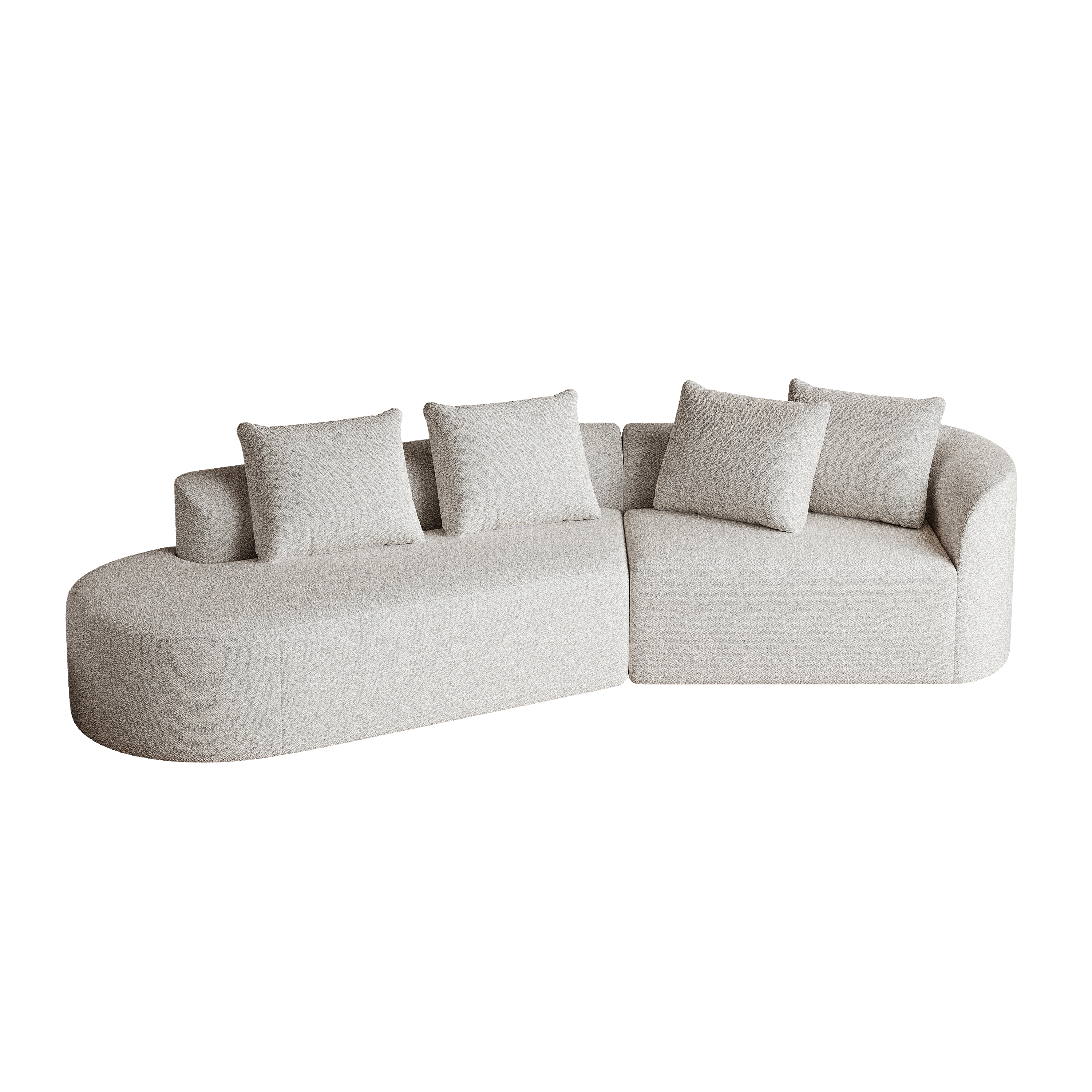 Modern Upholstered Oversized Sectional Sofa, 112-Inch Chenille 4-Seater Extra Deep & Wide Seat Curved Cloud Couch with 4 Throw Pillows, Free Combination Sofa Couch for Living Room,Bedroom