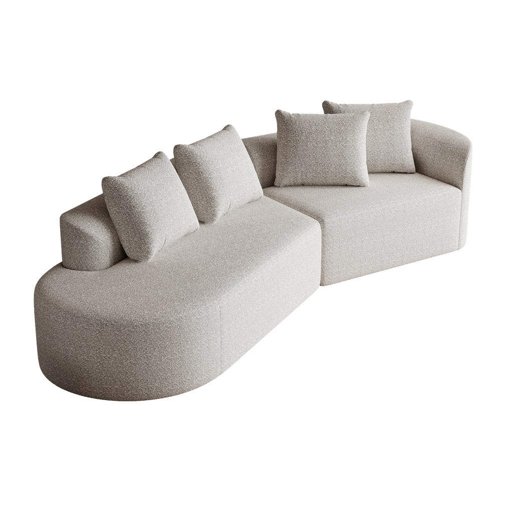 Modern Upholstered Oversized Sectional Sofa, 112-Inch Chenille 4-Seater Extra Deep & Wide Seat Curved Cloud Couch with 4 Throw Pillows, Free Combination Sofa Couch for Living Room,Bedroom