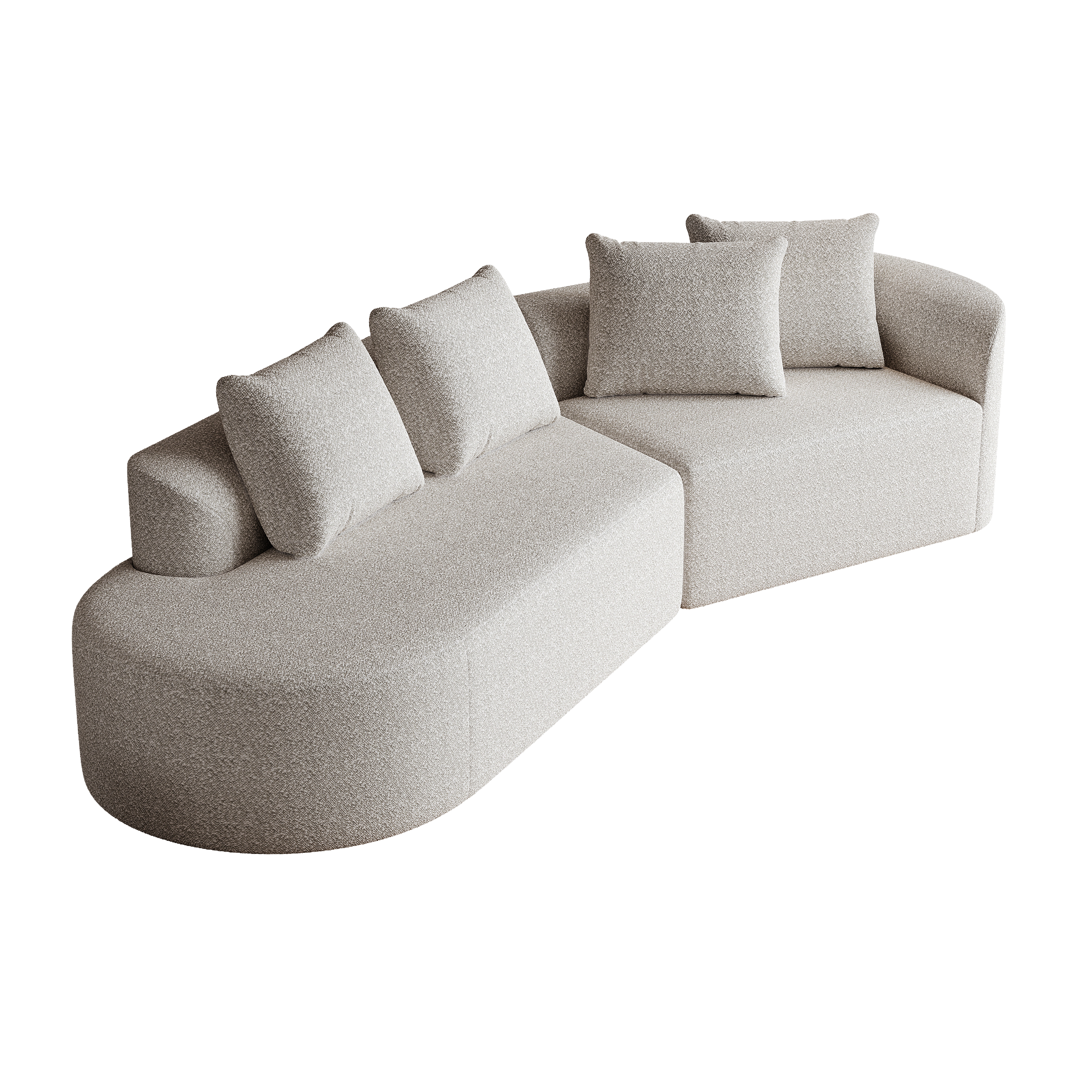 Modern Upholstered Oversized Sectional Sofa, 112-Inch Chenille 4-Seater Extra Deep & Wide Seat Curved Cloud Couch with 4 Throw Pillows, Free Combination Sofa Couch for Living Room,Bedroom