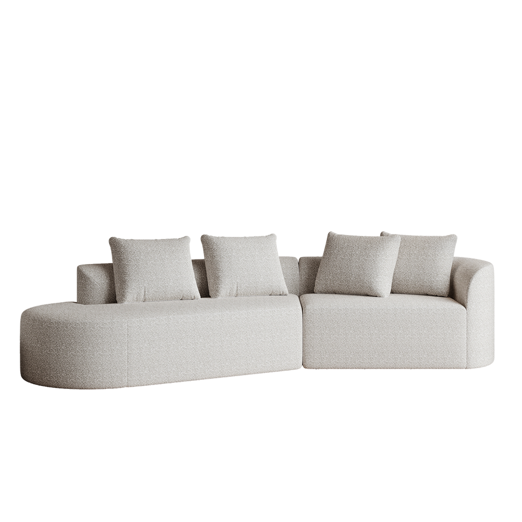 Modern Upholstered Oversized Sectional Sofa, 112-Inch Chenille 4-Seater Extra Deep & Wide Seat Curved Cloud Couch with 4 Throw Pillows, Free Combination Sofa Couch for Living Room,Bedroom