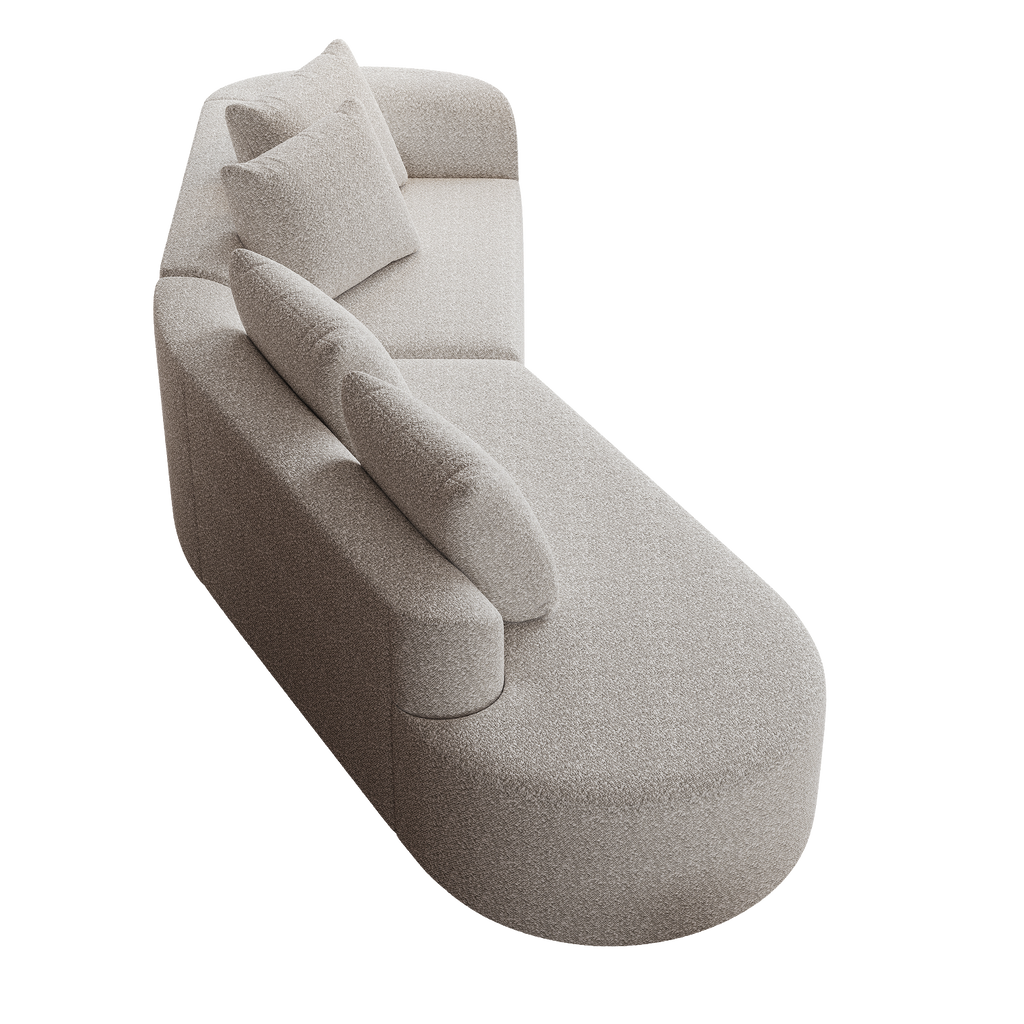 Modern Upholstered Oversized Sectional Sofa, 112-Inch Chenille 4-Seater Extra Deep & Wide Seat Curved Cloud Couch with 4 Throw Pillows, Free Combination Sofa Couch for Living Room,Bedroom