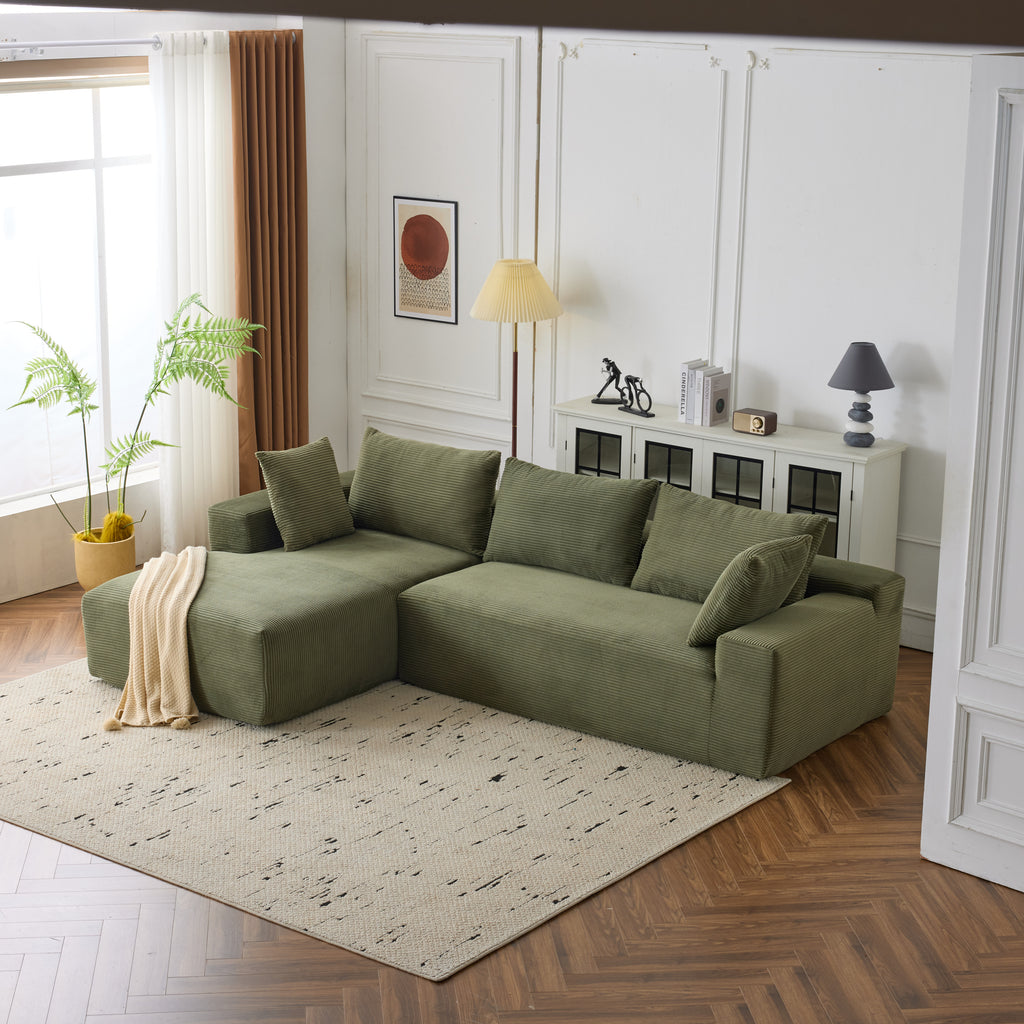 108*68 inch extra large deep modular sofa, cloud sofa 4-person sofa, can sit or lie down, living room corduroy modular sofa, no assembly required, green
