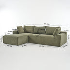 108*68 inch extra large deep modular sofa, cloud sofa 4-person sofa, can sit or lie down, living room corduroy modular sofa, no assembly required, green