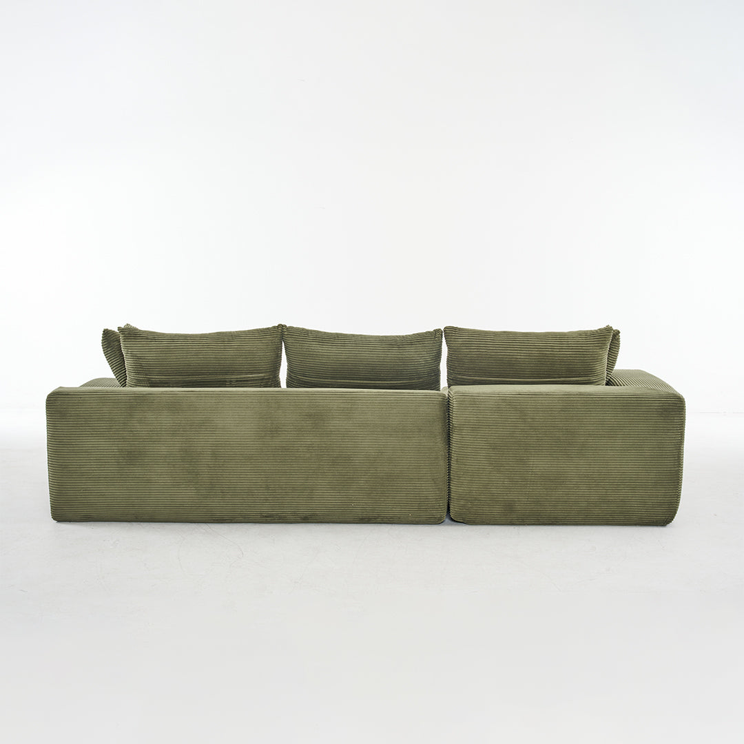 108*68 inch extra large deep modular sofa, cloud sofa 4-person sofa, can sit or lie down, living room corduroy modular sofa, no assembly required, green