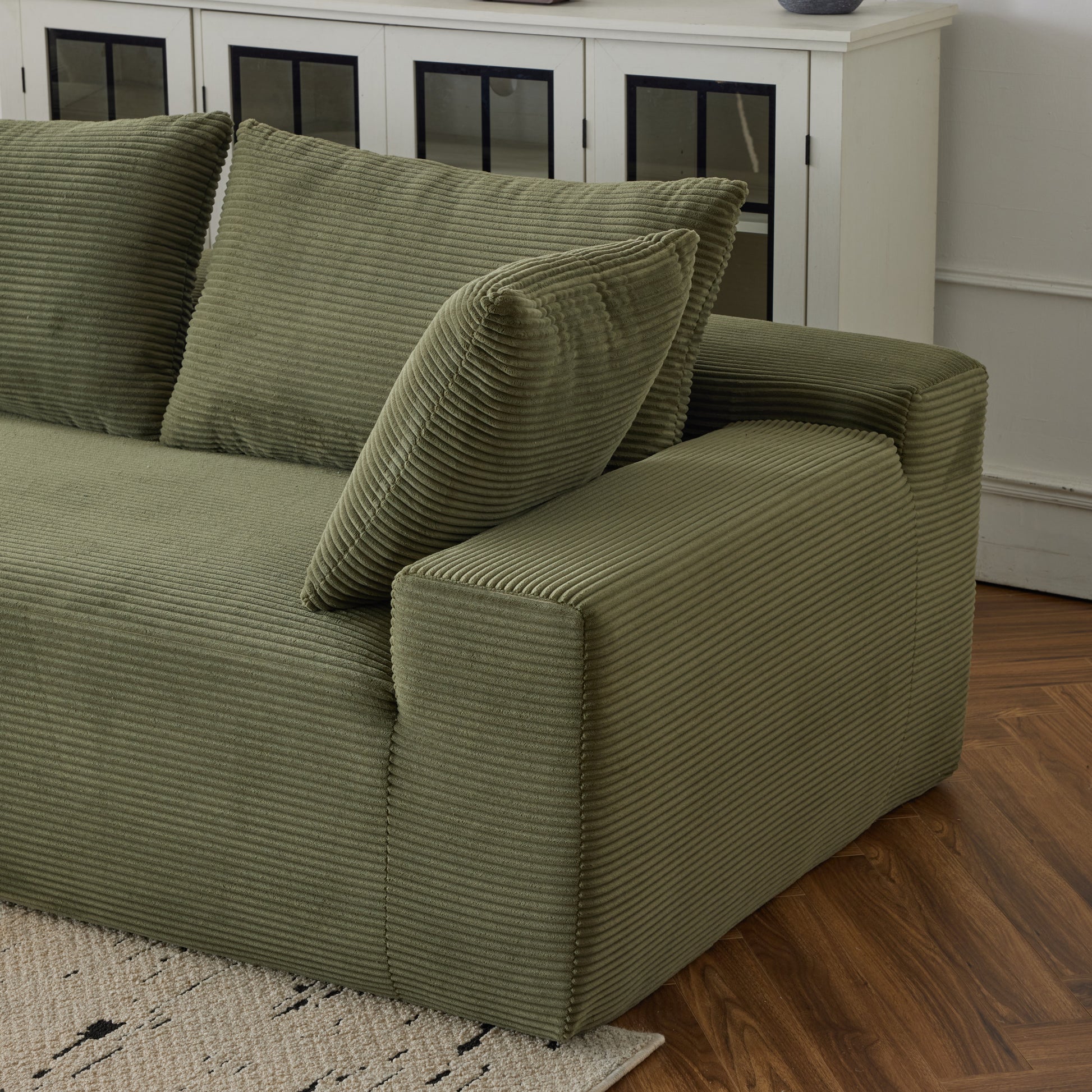 108*68 inch extra large deep modular sofa, cloud sofa 4-person sofa, can sit or lie down, living room corduroy modular sofa, no assembly required, green