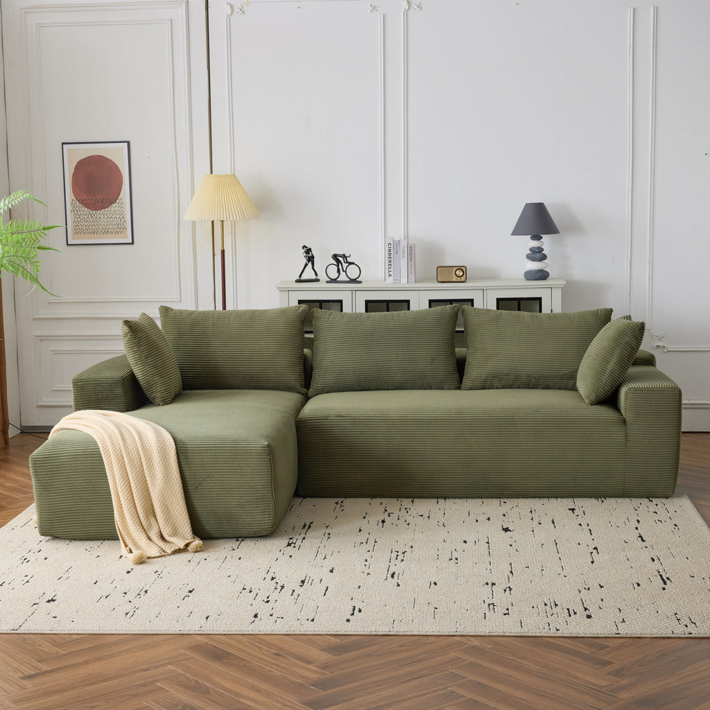 108*68 inch extra large deep modular sofa, cloud sofa 4-person sofa, can sit or lie down, living room corduroy modular sofa, no assembly required, green