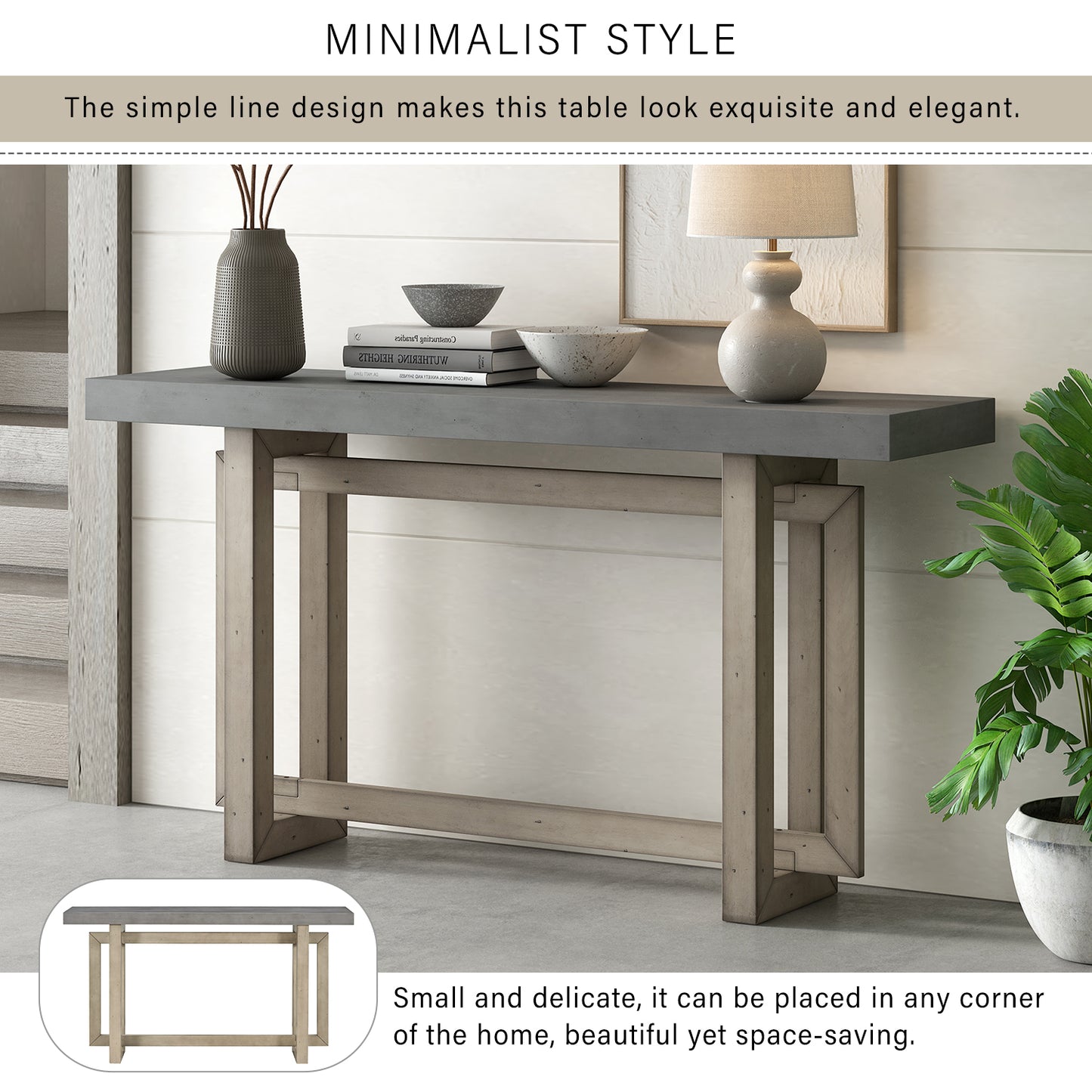 U_STYLE Contemporary Console Table with Wood Top, Extra Long Entryway Table for Entryway, Hallway, Living Room, Foyer, Corridor