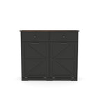 Farmhouse Black Double Tilt Out Trash Cabinet with Hideaway Drawer and Barn Door Style, Engineered Wood, 39.3''×13''×34.45'' Trash Bin