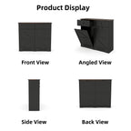 Farmhouse Black Double Tilt Out Trash Cabinet with Hideaway Drawer and Barn Door Style, Engineered Wood, 39.3''×13''×34.45'' Trash Bin