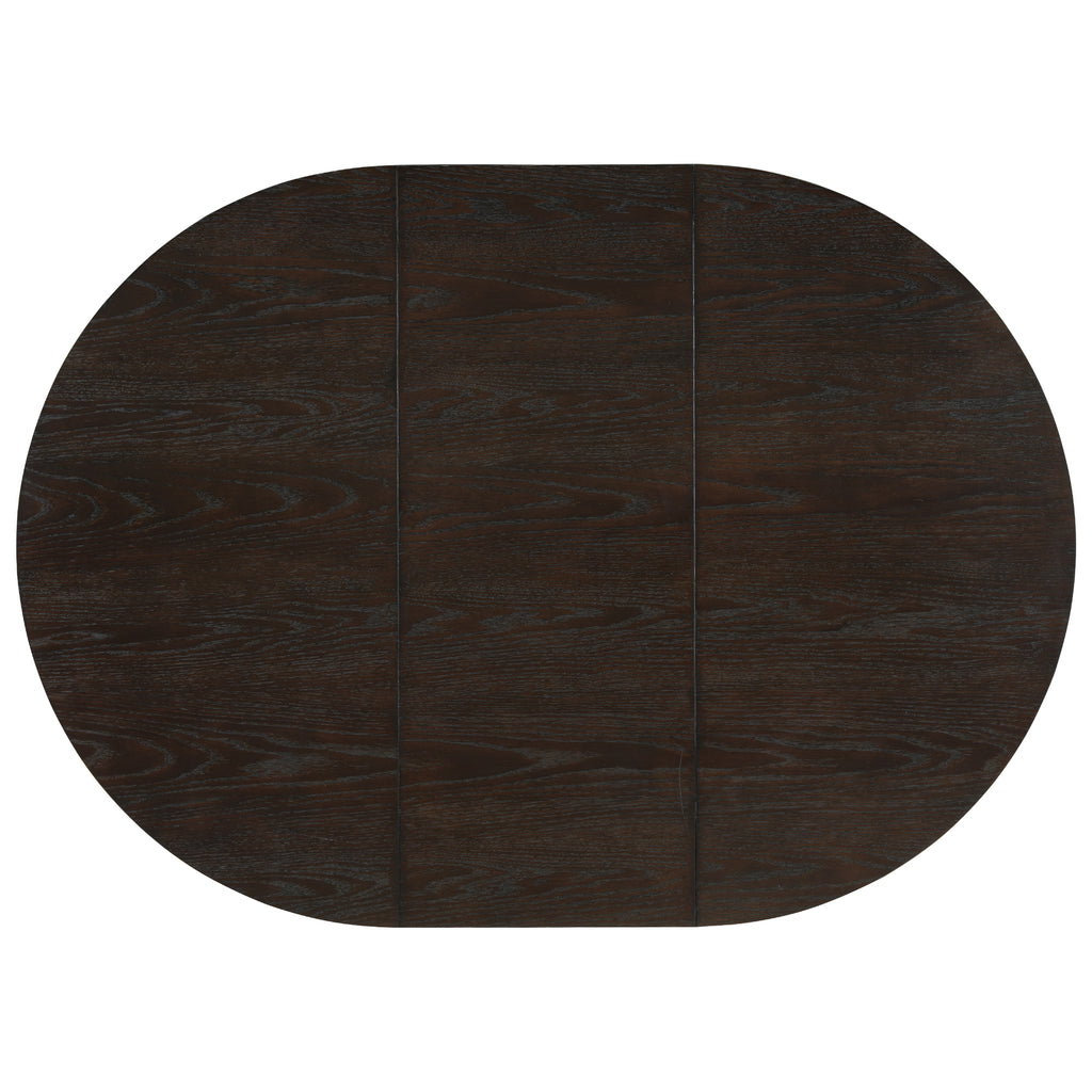 TOPMAX Farmhouse Extendable Round Dining Table Set for 4, 5-Piece Kitchen Table Set with 4 Upholstered Chairs and 16inch Removable Leaf for Small Places, Espresso+Beige Dining Table Set