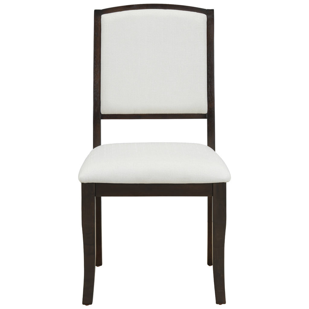 TOPMAX Farmhouse Extendable Round Dining Table Set for 4, 5-Piece Kitchen Table Set with 4 Upholstered Chairs and 16inch Removable Leaf for Small Places, Espresso+Beige Dining Table Set