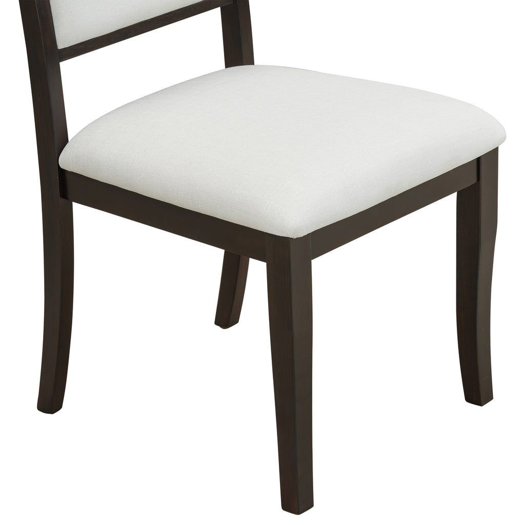 TOPMAX Farmhouse Extendable Round Dining Table Set for 4, 5-Piece Kitchen Table Set with 4 Upholstered Chairs and 16inch Removable Leaf for Small Places, Espresso+Beige Dining Table Set