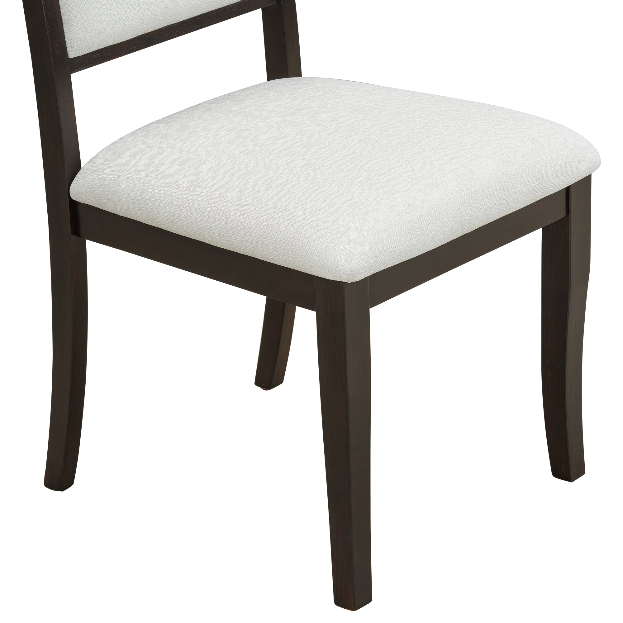 TOPMAX Farmhouse Extendable Round Dining Table Set for 4, 5-Piece Kitchen Table Set with 4 Upholstered Chairs and 16inch Removable Leaf for Small Places, Espresso+Beige Dining Table Set