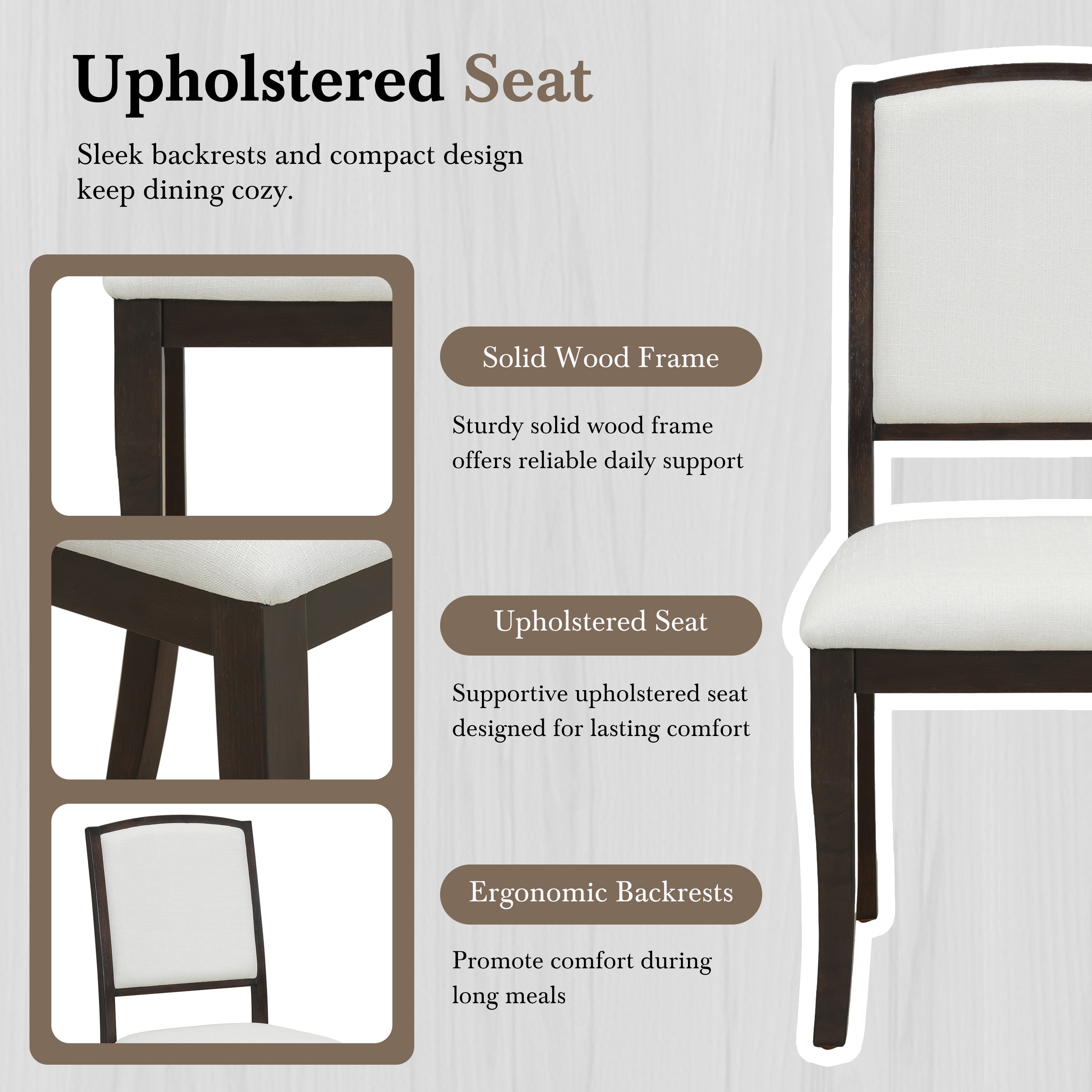 TOPMAX Farmhouse Extendable Round Dining Table Set for 4, 5-Piece Kitchen Table Set with 4 Upholstered Chairs and 16inch Removable Leaf for Small Places, Espresso+Beige Dining Table Set