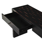 TREXM Curved Console Table with Storage, Wooden Entryway Table with 2 Drawers, Farmhouse Rustic Console Tables for Entryway, Hallway, Living Room, Distressed Black