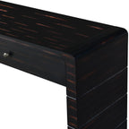 TREXM Curved Console Table with Storage, Wooden Entryway Table with 2 Drawers, Farmhouse Rustic Console Tables for Entryway, Hallway, Living Room, Distressed Black