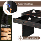 TREXM Curved Console Table with Storage, Wooden Entryway Table with 2 Drawers, Farmhouse Rustic Console Tables for Entryway, Hallway, Living Room, Distressed Black