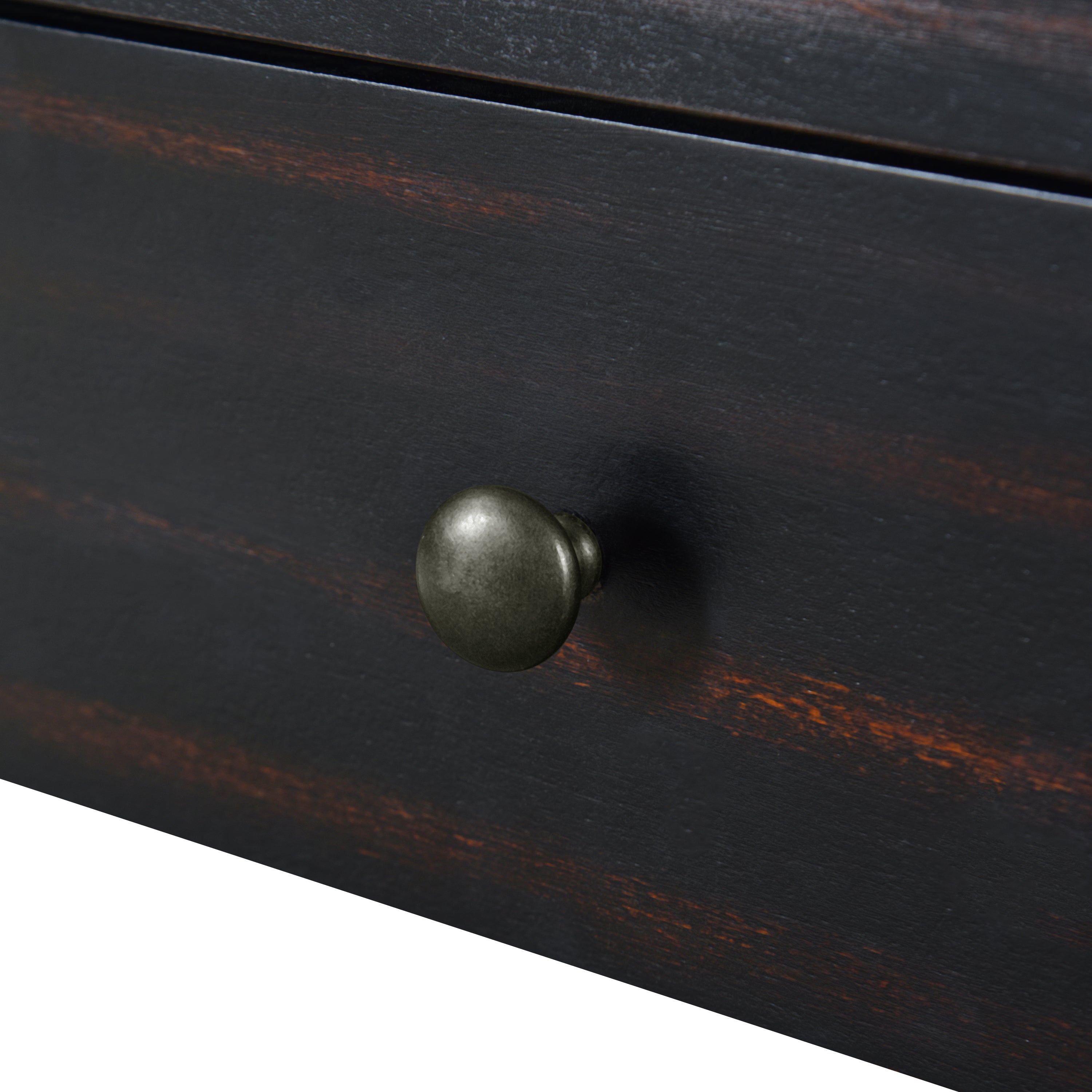 TREXM Curved Console Table with Storage, Wooden Entryway Table with 2 Drawers, Farmhouse Rustic Console Tables for Entryway, Hallway, Living Room, Distressed Black