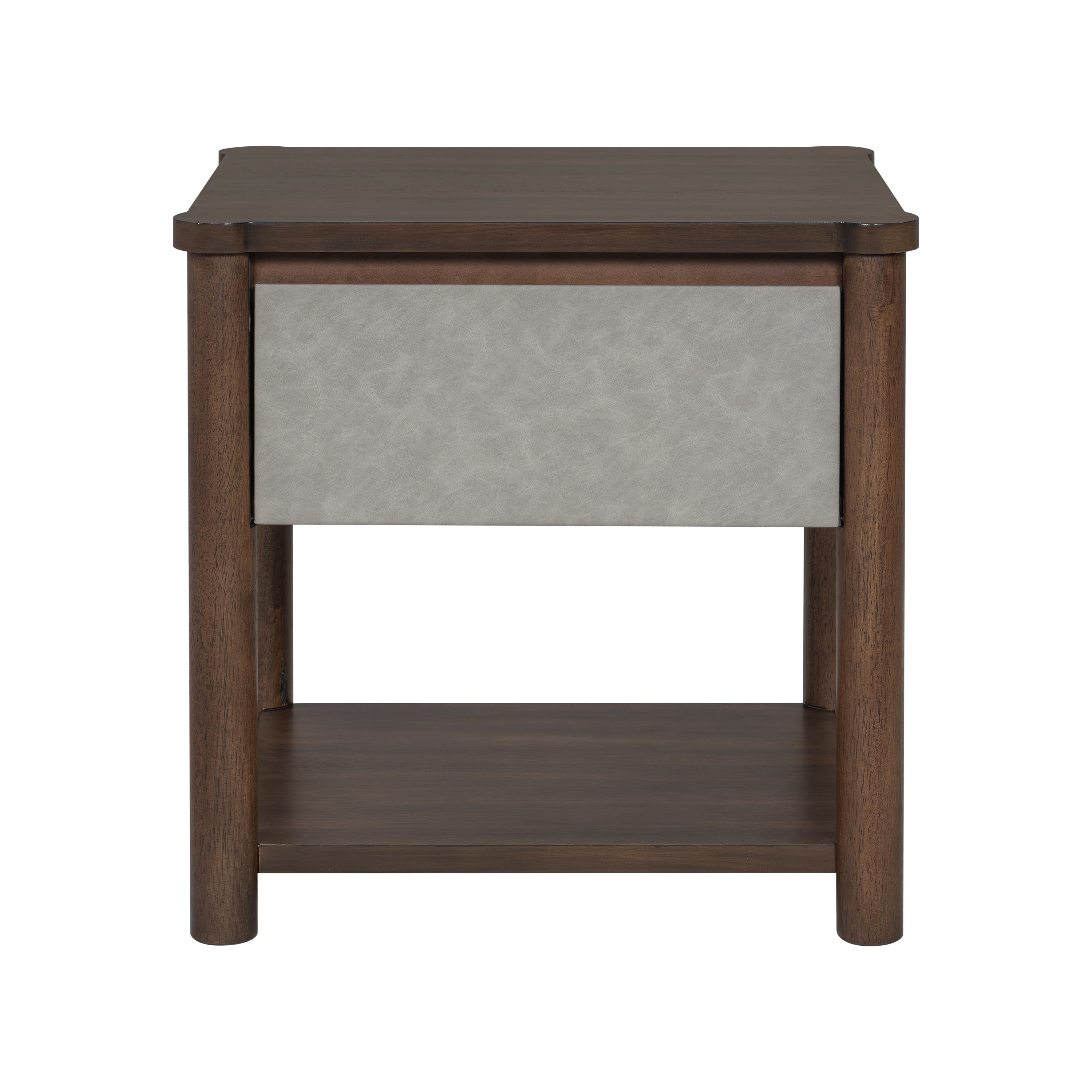 Wood Nightstand,Modern Nightstands with Drawer, Farmhouse Bedside Table for Bedroom Living Room,MP2(set of 2) Walnut&Light Grey Color Nightstands