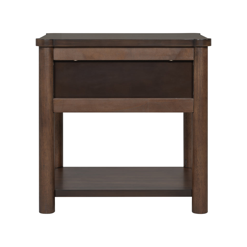 Wood Nightstand,Modern Nightstands with Drawer, Farmhouse Bedside Table for Bedroom Living Room,MP2(set of 2) Walnut&Light Grey Color Nightstands