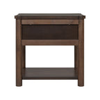 Wood Nightstand,Modern Nightstands with Drawer, Farmhouse Bedside Table for Bedroom Living Room,MP2(set of 2) Walnut&Light Grey Color Nightstands