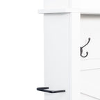 ON-TREND Farmhouse 4-in-1 Hall Tree with 6 Hooks, Practical Walnut Entryway Bench with Adjustable Shelves, Wooden Style Rustic Shoe Organizer with 16 Open Compartments for Mudroom, Living Room, White