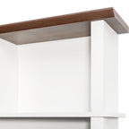 ON-TREND Farmhouse 4-in-1 Hall Tree with 6 Hooks, Practical Walnut Entryway Bench with Adjustable Shelves, Wooden Style Rustic Shoe Organizer with 16 Open Compartments for Mudroom, Living Room, White