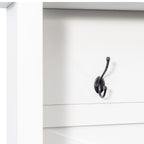 ON-TREND Farmhouse 4-in-1 Hall Tree with 6 Hooks, Practical Walnut Entryway Bench with Adjustable Shelves, Wooden Style Rustic Shoe Organizer with 16 Open Compartments for Mudroom, Living Room, White