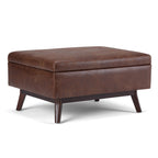 Owen - Coffee Table Storage Ottoman - Distressed Saddle Brown