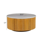 Natural Style Faux White Marble Round Coffee Table with Storage MDF and Solid Wood 35.5' Coffee Table