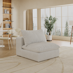 Cloud Sofa,Corduroy Fabric,Deep Seat Couches,Double-layer design,Removable Cushion,No Assembly, DIY Combination for Living room, Bedroom,Conference room ,Apartment,White