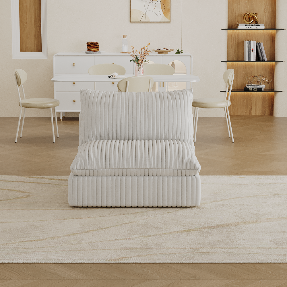 Cloud Sofa,Corduroy Fabric,Deep Seat Couches,Double-layer design,Removable Cushion,No Assembly, DIY Combination for Living room, Bedroom,Conference room ,Apartment,White
