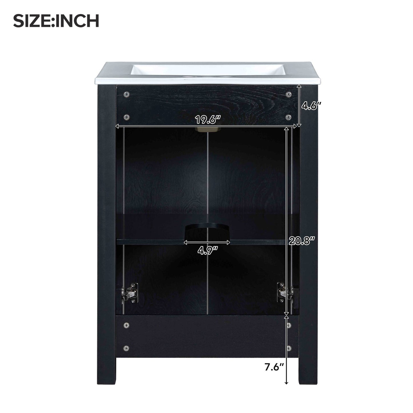 24x18x34 Inches Vintage Style Small Bathroom Vanity Combo with Ceramic Sink, 2 Soft-close Doors - Groovy Boardz