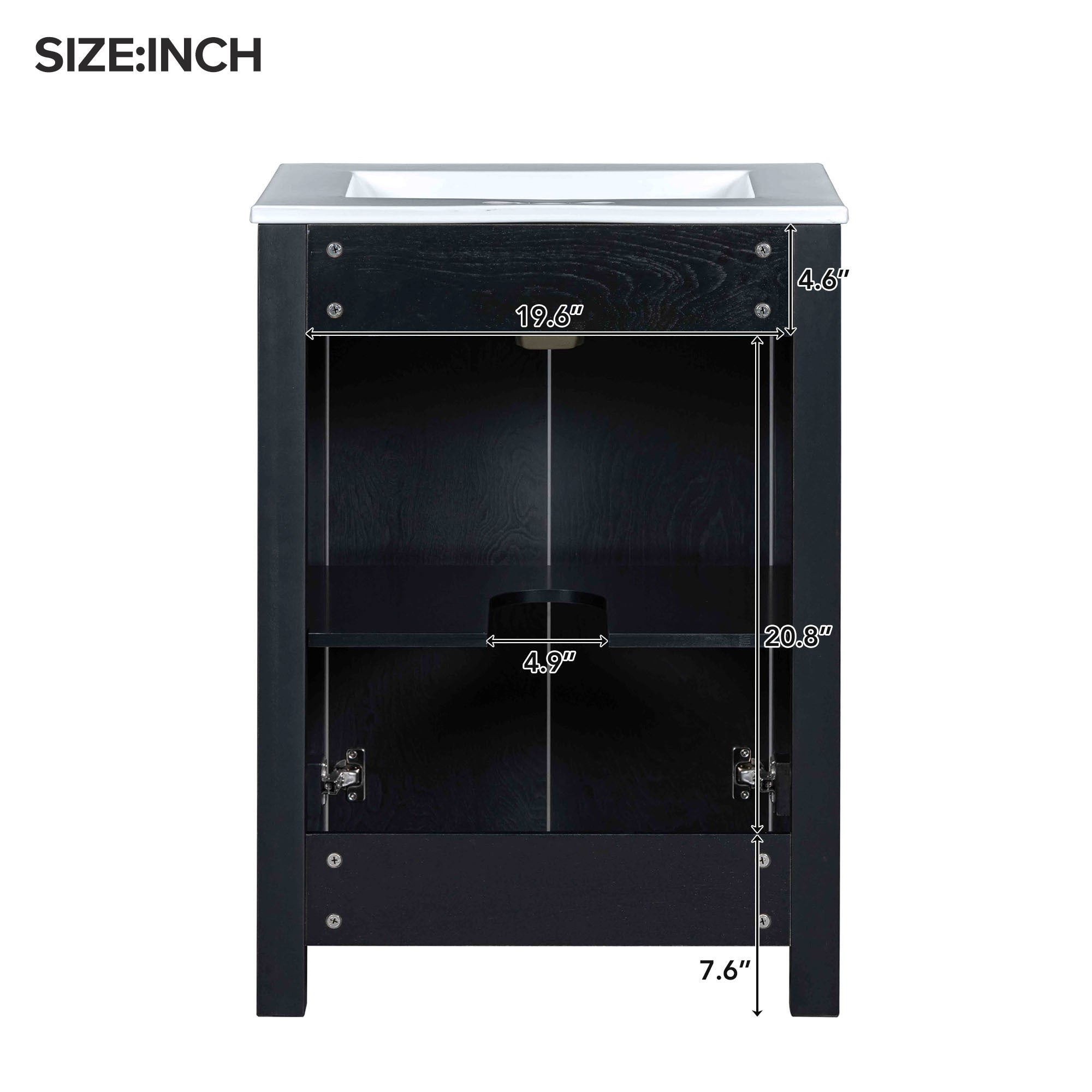 24x18x34 Inches Vintage Style Small Bathroom Vanity Combo with Ceramic Sink, 2 Soft-close Doors - Groovy Boardz