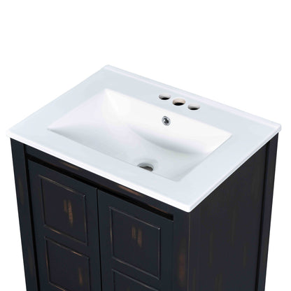 24x18x34 Inches Vintage Style Small Bathroom Vanity Combo with Ceramic Sink, 2 Soft-close Doors - Groovy Boardz