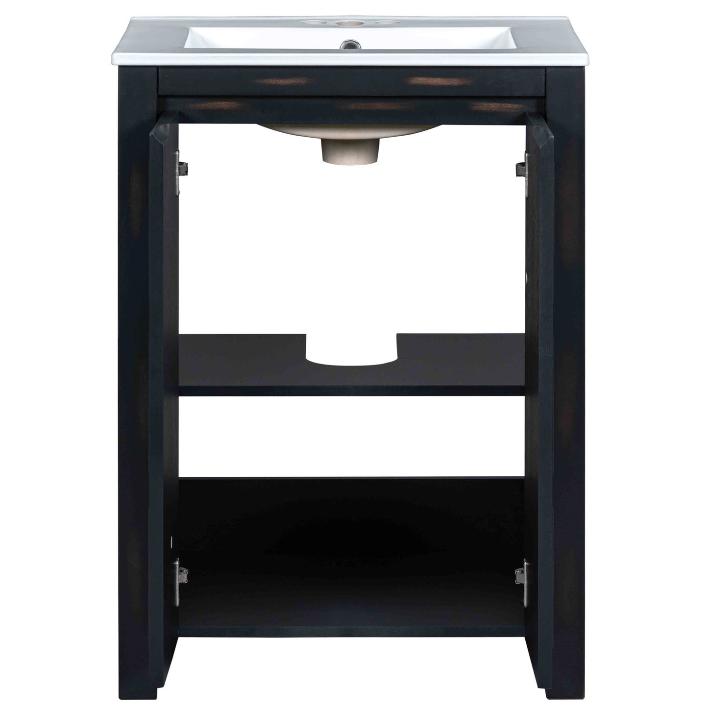 24x18x34 Inches Vintage Style Small Bathroom Vanity Combo with Ceramic Sink, 2 Soft-close Doors - Groovy Boardz