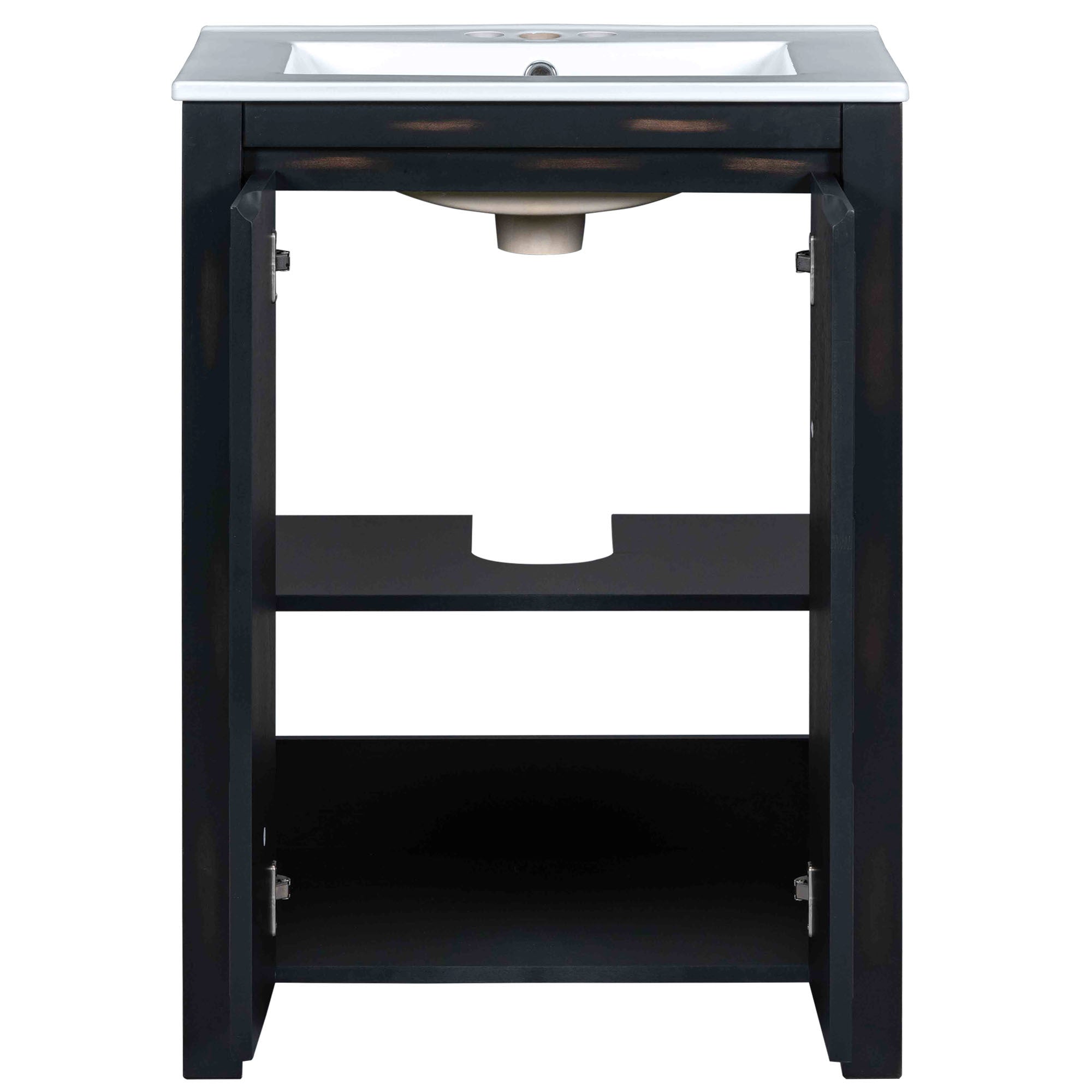 24x18x34 Inches Vintage Style Small Bathroom Vanity Combo with Ceramic Sink, 2 Soft-close Doors - Groovy Boardz