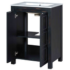 24x18x34 Inches Vintage Style Small Bathroom Vanity Combo with Ceramic Sink, 2 Soft-close Doors - Groovy Boardz
