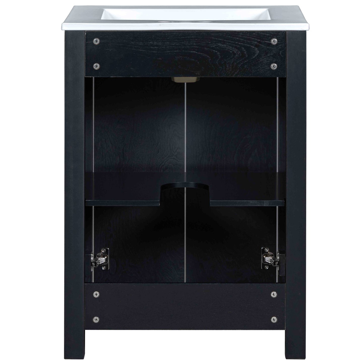 24x18x34 Inches Vintage Style Small Bathroom Vanity Combo with Ceramic Sink, 2 Soft-close Doors - Groovy Boardz