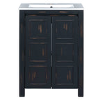 24x18x34 Inches Vintage Style Small Bathroom Vanity Combo with Ceramic Sink, 2 Soft-close Doors - Groovy Boardz