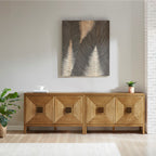 Accent Cabinet with Adjustable Shelves Natural Elm Finish 47.5 Inches Storage Cabinet