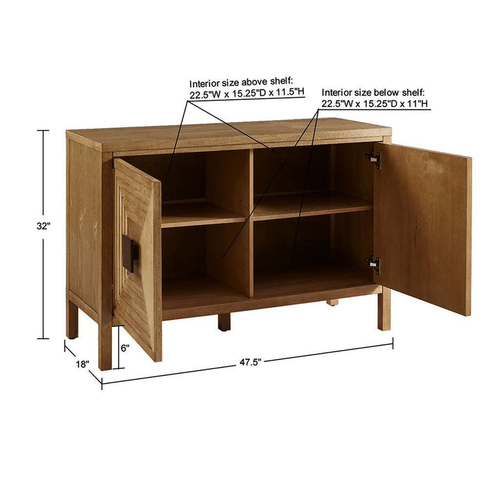 Accent Cabinet with Adjustable Shelves Natural Elm Finish 47.5 Inches Storage Cabinet